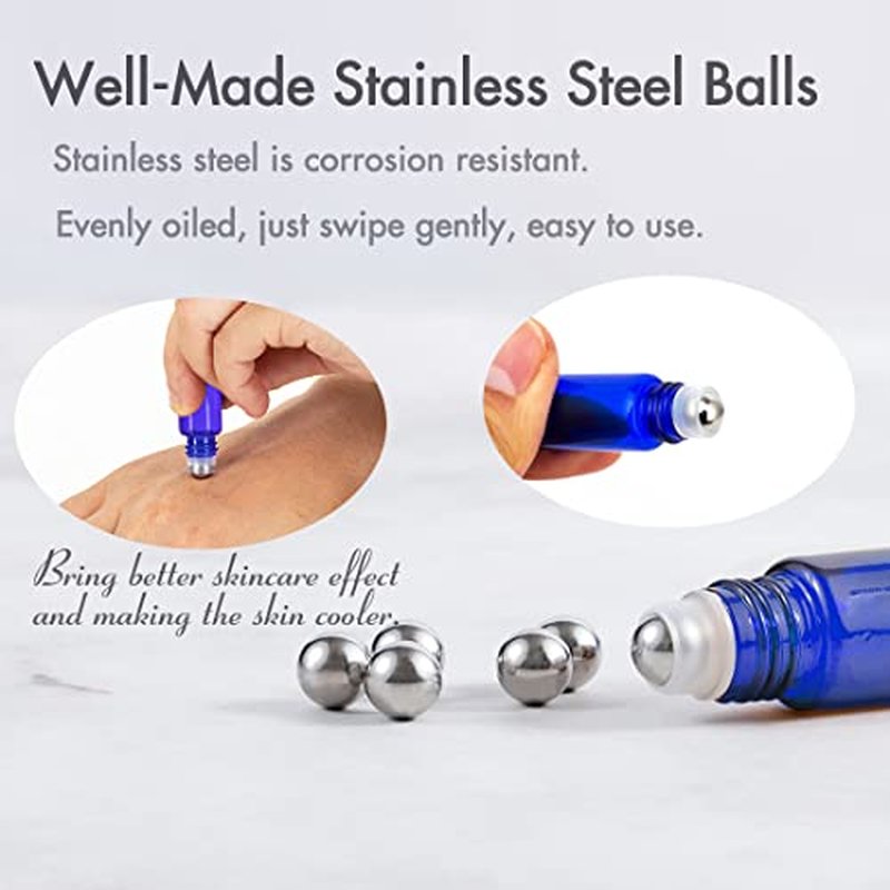 ZEJIA 2ML Essential Oil Roller Bottles, 24 Pack Cobalt Blue Roller bottles for oils, Mini Glass Roll on Bottles with Stainless Steel Roller Balls&2 Droppers