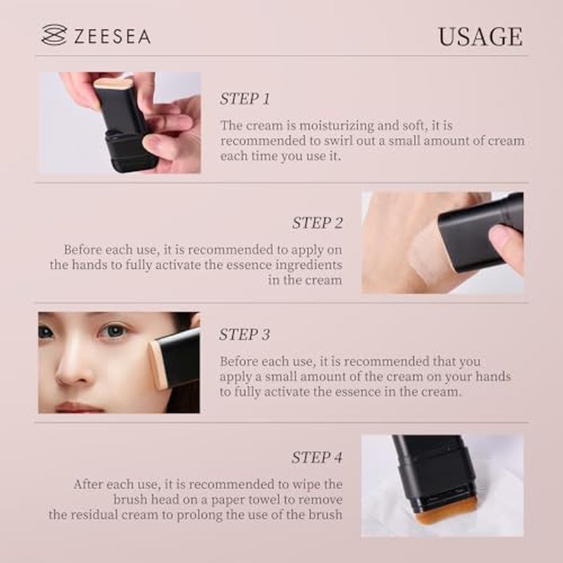 zeesea [Honey Beauty] Multi-Use Makeup Foundation Stick, Essence, Concealer, Face Creams, Foundation with Foundation Brushes, Long-lasting Smooth Skin Coverage, Brighten Skin Color, 0.45oz (12.8g)