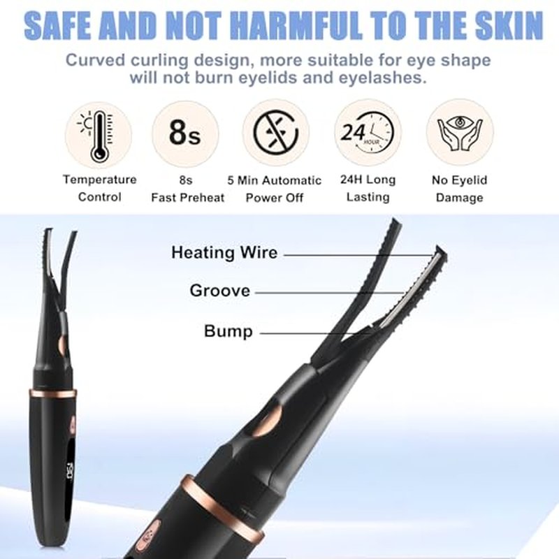 Heated Eyelash Curlers - 2 in 1 Clip- Type Electric Heated lash Curler Best Seller Eyelash Curler for Women 3 Temp Settings for Rechargeable LED Display Natural Curling 24H Long Lasting