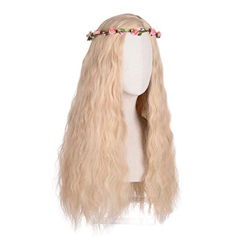 FYXZHUO Mixed Blonde Cosplay Tiger King Wig for Women,With Braid Long Wavy Girl Princess Costume Wig,Suitable for Daily Wear and Masquerade