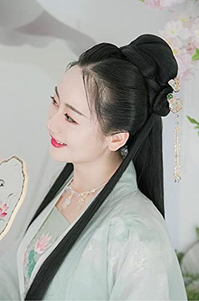 Yuri Hairpin Hair Clasp Sticks Picks Pearl Shell White Crystal Long tassels Hair Accessories For Long Hair Women Wedding Hanfu Cheongsam (green jade)