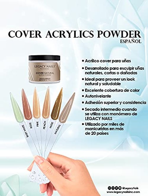 Legacy Nails Professional Cover Acrylic Powder, 4 ounces - Ideal For French Nail Art, Create Nail Art, Nail Extension That Provide a Healthy, Natural Look To Nails (COVER ROSE)