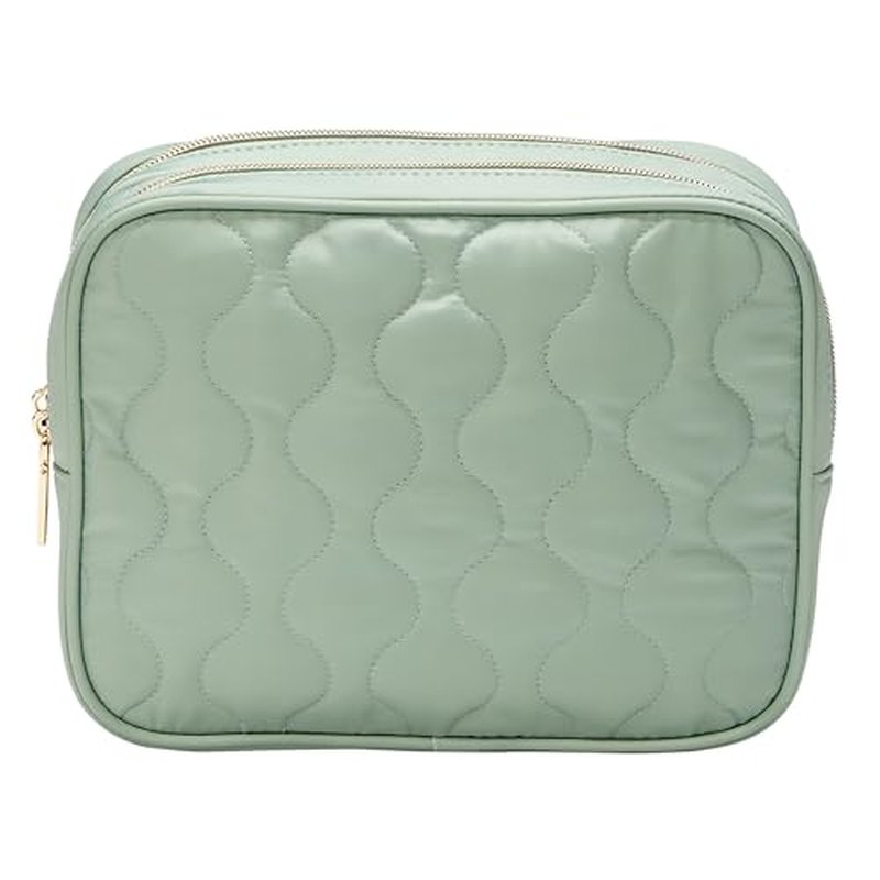 Conair Double Zip Toiletry Travel Bag-Makeup Organizer, Sage Green, 1 Count (Pack of 1)