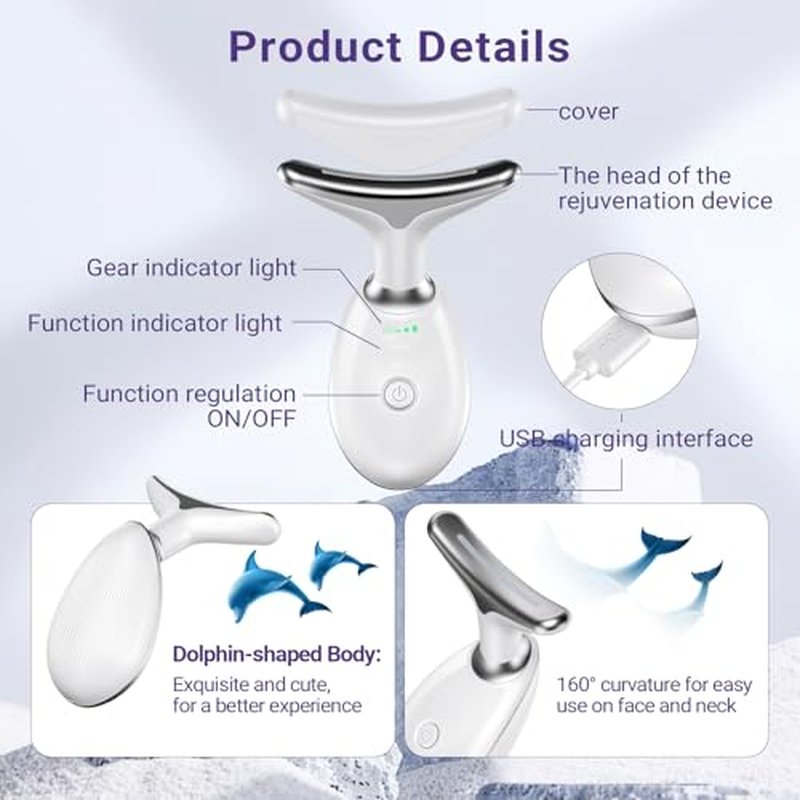 Neck Face Massager, Face Sculpting Tool, 3 Modes and Vibration for Facial Massager for Double Chin Wrinkle,Daily Home Use Black