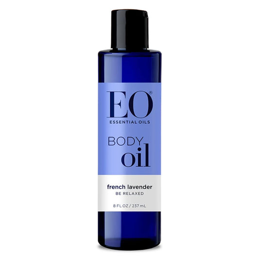 EO Body Oil for Massage & Moisture, French Lavender, 8-Ounce Bottles (Pack of 2)