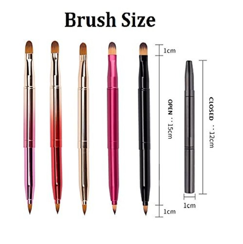 Exquisite Professional Lip Brush Applicators-Retractable Lipstick Brushes- Lipstick Gloss Makeup Brush Tool For Women and Girls (Two-Head-Gold)