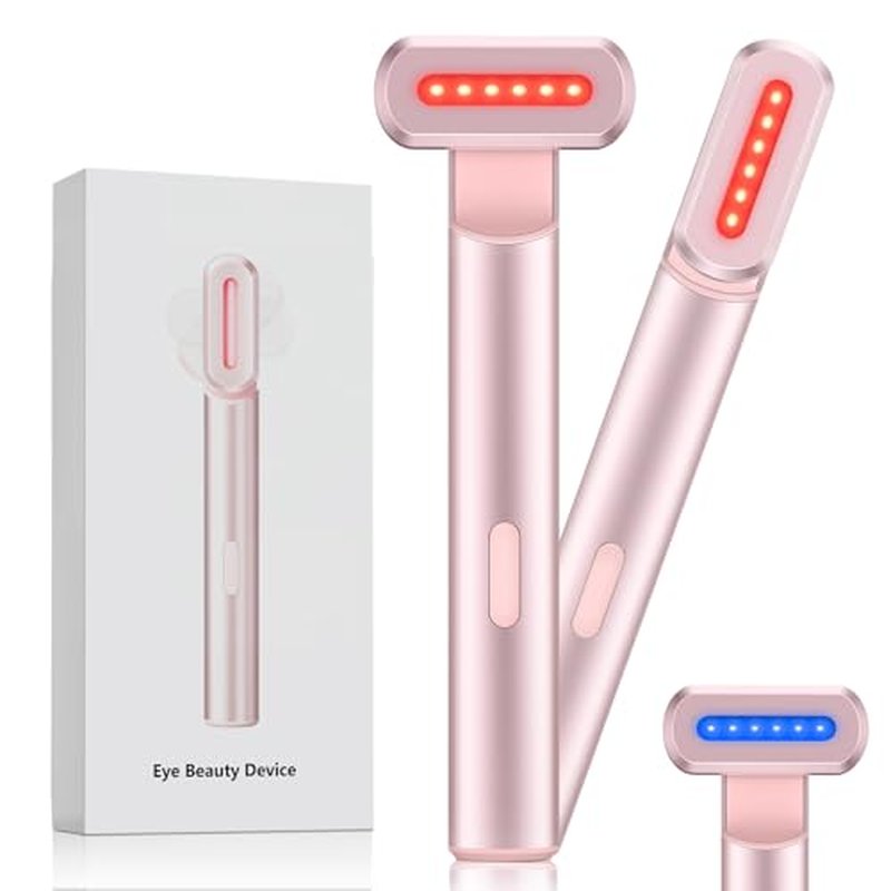 4-in-1 Light-Therapy-Wand,Red Light Therapy for Face and Neck - Microcurrent Facial Device for Anti-Aging - Face & Eye Massager Skincare (2 Colors led light)
