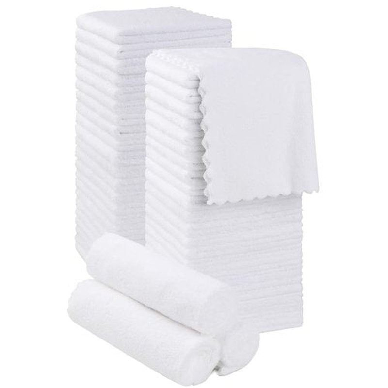 Orighty Washcloths 48 Pack, Ultra Soft Face Cloths 12 x 12 inch, Absorbent & Quick Drying Coral Velvet Washcloth Bulk, Multi-Purpose Face Cloth for Household, Cleansing and Sport (White)