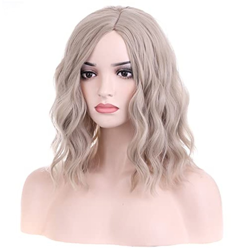 BERON 14 Inches Hot Pink Wig Short Curly Bob Wig Hot Pink Wigs Charming Women Girls Beach Wave Wigs for Daily Party Wig Cap Included