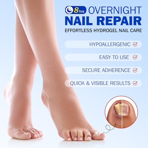 Nail Patches 42 PCS Toenail Treatment Extra Strength 8-Hour Overnight Nail Fast Acting Repair Effortless Hydrogel Nail Care and Repair for Damaged Nails Overnight Renewal for Men and Women