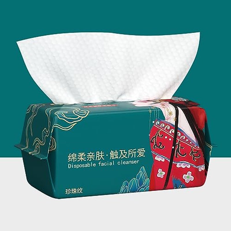 2 Pack-200 Count Disposable Face Towel,100% Cotton Facial Tissues,Biodegradable Face Towels for Adults and Baby,Lint-free Cotton Dry Wipes Multi-Purpose for Sensitive Skin, Surface Cleaning
