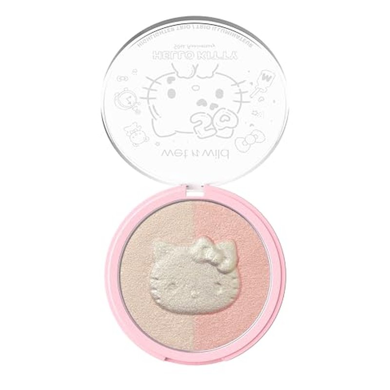 wet n wild Hello Kitty Highlighter Trio, Multi-Dimensional Glow with Iridescent Pearls, Silky-Smooth Buildable & Blendable Formula, Cruelty-Free & Vegan - Forever Star