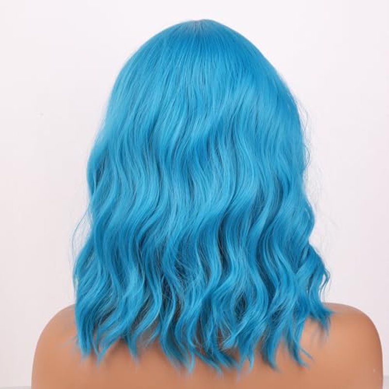 WTHCOS Strawberry Blonde Wig Short Bob Wig Short Curly Wavy Wig With Bangs for Women Girls Blonde Wig Heat Resistant Synthetic Hair Wigs for Daily Use Cosplay Wig With Wig Cap