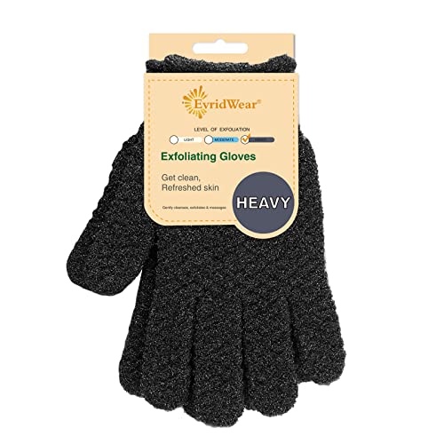 Evridwear Exfoliating Glove for Shower Man and Women, Dual Texture Bath Body Scrub Gloves Dead Skin Cell Remover forHome Spa, Massage,with Hanging Loop (3 Gloves Not 3 Pair)