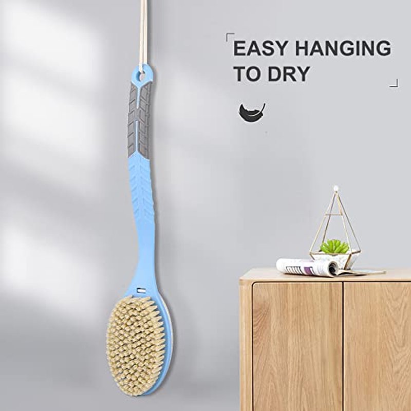 Shower Brush with Soft and Stiff Bristles,20.5" Extra Long Handle Dual-Sided Back Scrubber Bath Brush Body Exfoliator for Wet or Dry Brushing (Extra Long Handle)