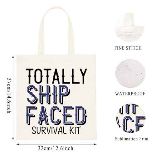 WCGXKO Cruise Trip Gift Cruise Bachelorette Party Favor Totally Ship Faced Zipper Makeup Bags Travel Toiletry Bag Accessories (Totally Ship Faced tote)