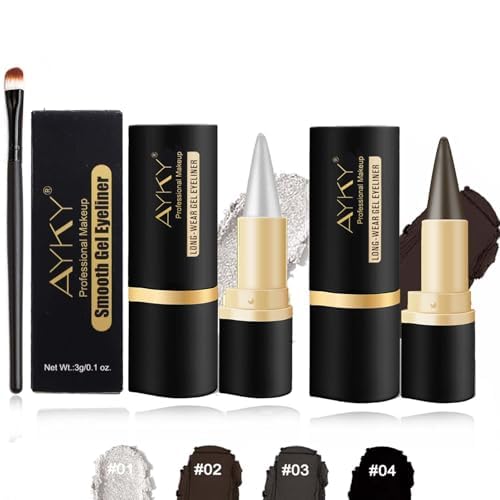EZGHAR Bousalutend Eye Liner, Bousalurrens Eyeliner Cream, Bousalutend Eyeliner, Ayky Long Wear Gel Eyeliner, Matte Quick-Dry Natural Black Eyeliner Cream, Waterproof Smudge Proof (#01+#02)