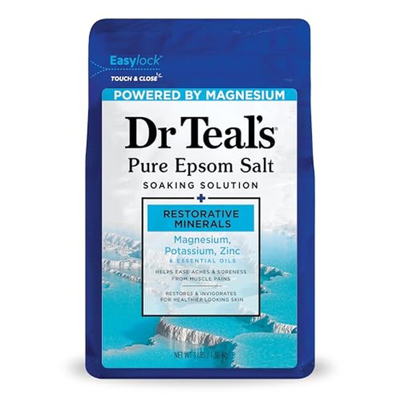 Dr Teal's Epsom Salt Magnesium Soak, Restorative Minerals with Magnesium, Potassium & Zinc, 3 lbs