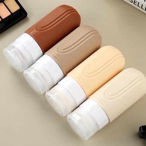 Mrsdry Travel Bottles for Toiletries, Tsa Approved 2oz Travel size Bottles, BPA Free Leak Proof Travel Toiletry Containers, Refillable Travel Accessories with Toiletry Bag for Shampoo Liquid (4 Pack)