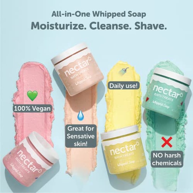 Nectar Life Nourishing Whipped Soap and Shave Butter with Almond Oil, Vanilla Sugar, Set of 3, 5 Oz Each