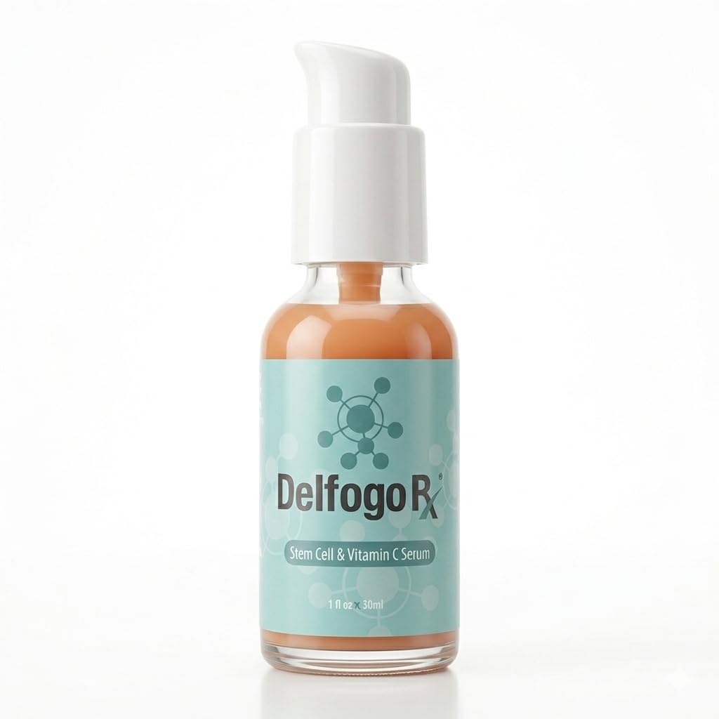 Delfogo Rx Vitamin C Stem Cell Serum for Face - Brightening Anti Aging Face Serum | Hydrating, Firming Skin Care with Hyaluronic Acid, All Skin Types for Men Women