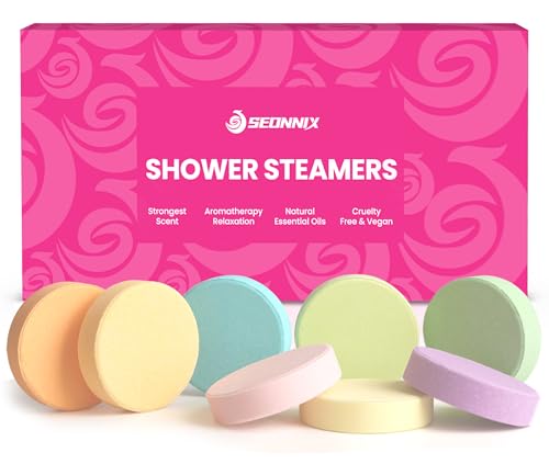 SEONNIX Shower Steamers Aromatherapy, 8 Pack Shower Bombs Relaxation Birthday Gifts for Women and Men, Stress Relief & Luxury Self Care, Natural Fragrance Essential Oils Spa Gifts for Her, Wife
