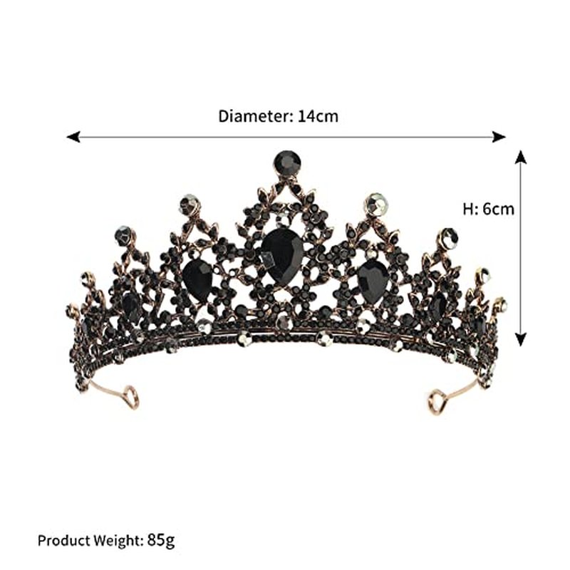 Yovic Baroque Black Wedding Crowns Crystal Bridal Crowns and Tiaras Queen Bride Crown Prom Party Princess Hair Accessories for Women and Girls (Black)