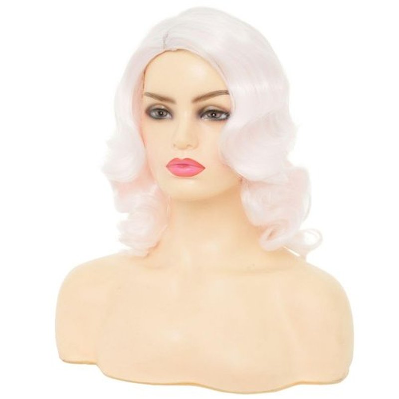 Amnenl Pink Finger Wave Curly Wig for Women 1920s Short Vintage Wigs Lady Synthetic Cosplay Costume Wig