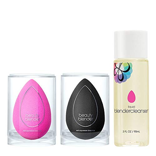 Beautyblender® | Original Pink + Pro Black Beauty Blender Duo + Full-Sized Blendercleanser® Liquid Lavender Makeup Sponge & Brush Cleanser, 3-Piece Bundle, Made in USA, Vegan, Cruelty-Free, 3 oz