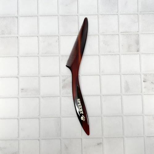 Speert #1617 Handmade Narrow Tooth Mustache Beard Comb Small Tortoise Havana Acetate Thick Coarse Fine Short Pocket Sized Facial Hair Grooming Tangle Free Beard Straightener Growth Care Styling Wet