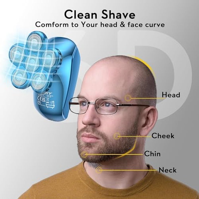 Head Shaver Replacement Heads, Kibiy 6 Blades Replacement Head, Bald Shaver Replacement Head, Replacement Shaver Head, Shaver Heads Replacement (#1)