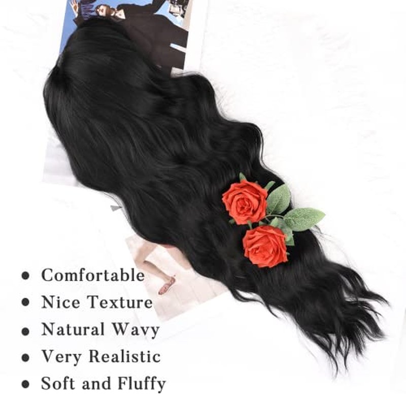 NAYOO Purple Wigs with Bangs for Women Long Curly Wavy Hair Wigs Heat Resistant Synthetic Fiber Wigs for Daily Party Use 26 Inches (Ombre Purple)