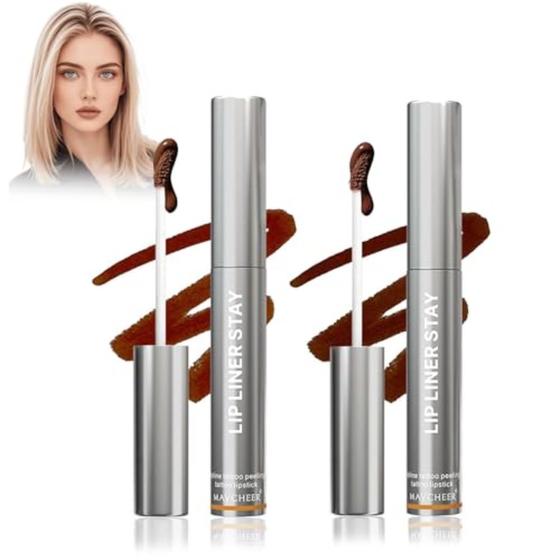 Veldoro Lip Stain, Veldoro Peelix Peel off Lip Liner Stain, Veldoro Peel off Lip Stain, Long Lasting Waterproof (Orange Brown+Black Brown)