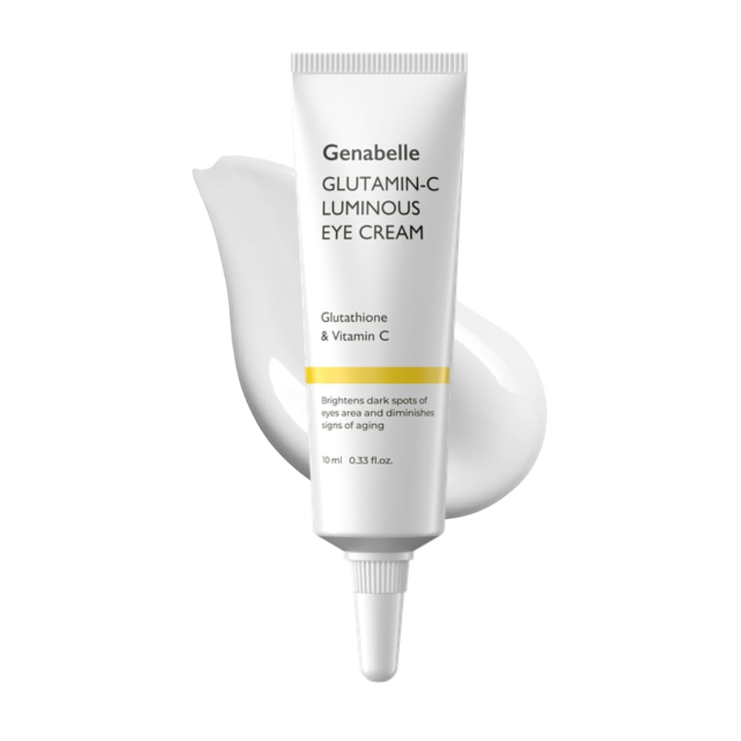 Genabelle Glutamin-C Luminous Eye Cream – Illuminating & Smoothing Formula with Glutathione and Vitamin C – Helps Reduce Puffiness, Fine Lines & Revive Tired-Looking Eyes – 0.33 fl oz