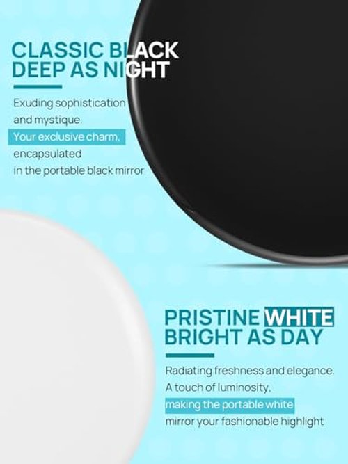 Macaki Compact Mirror for Purses,1X/15X Magnifying Mirror,3-inch Pocket Size Small Mirror for Travel and Makeup,Round Black