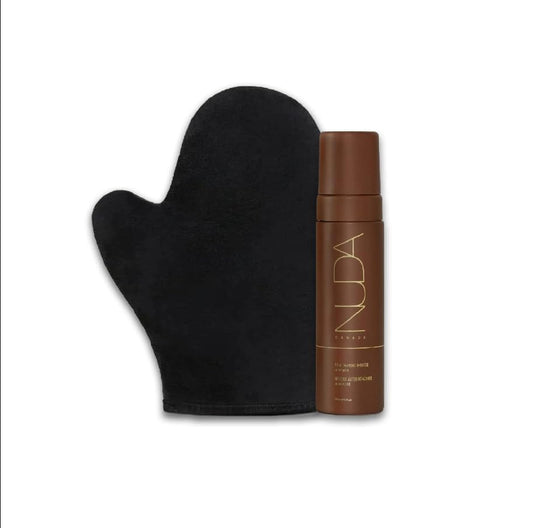 Nuda Self Tanning Mousse - Lightweight Sunless Tanning Lotion | Cruelty-Free Bronzing Mousse for Dark Skin (Includes Mitt)