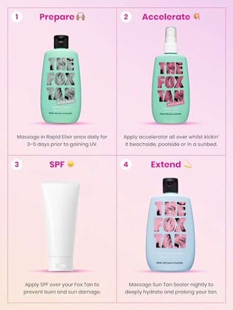 The Fox Tan Rapid Tanning Elixir, Natural Tanning Accelerator Lotion For Darker & Faster Tans, Creates Flawless Tan Skin, Vegan & Cruelty-Free, 120mL