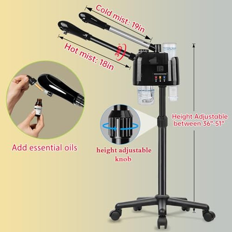 Facial Steamer Professional,Salon Señor 2 in 1 Steamer for Face,Hot&Cold Facial Steamer on Wheels,Facial Steamer for Esthetician Facial Deep Cleaning