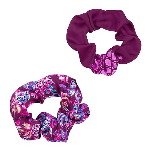 Lilly Pulitzer Pink Scrunchie Set, 2-Pack Satin Scrunchies, Cute Hair Ties for Women and Girls, Amarena Cherry