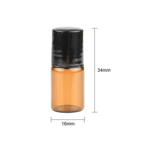 Wresty 25 Pcs Essential Oil Glass Roller Bottles Mini Tiny Refillable Empty Aromatherapy Perfume Liquid Amber Glass Roll On Bottles Vials Metal Rollerball Bottles Jar (2ml)