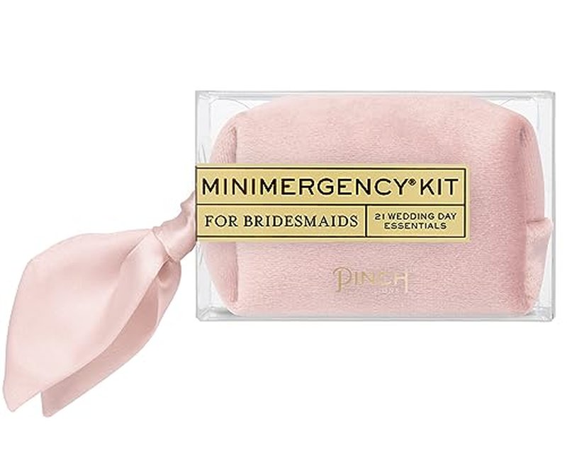 Pinch Provisions Velvet Minimergency Kit for Bridesmaids, Includes 21 Emergency Wedding Day Must-Have Essentials, Perfect Bridal Shower and Bridesmaids Proposal Gift - Blush