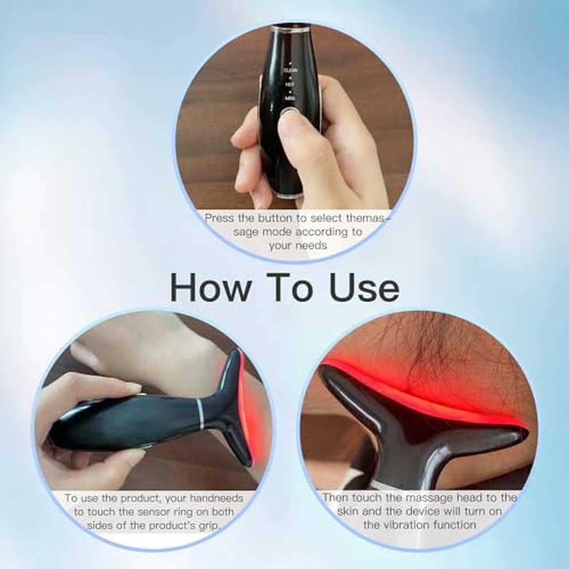 NUAKENE Neck Face Massager, Face Massage Tool, 3-in-1 Facial Massager, Face Sculpting Tool with Thermals (Pink)