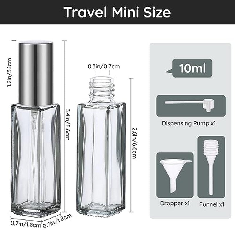Segbeauty Travel Perfume Bottle Refillable, Empty Mini Portable Perfume Atomizer with Funnel, 5 Set of 10ML Glass Spray Bottle Fine Mist Leak-proof Sprayer Travel Sample Bottles for Cologne Fragrance