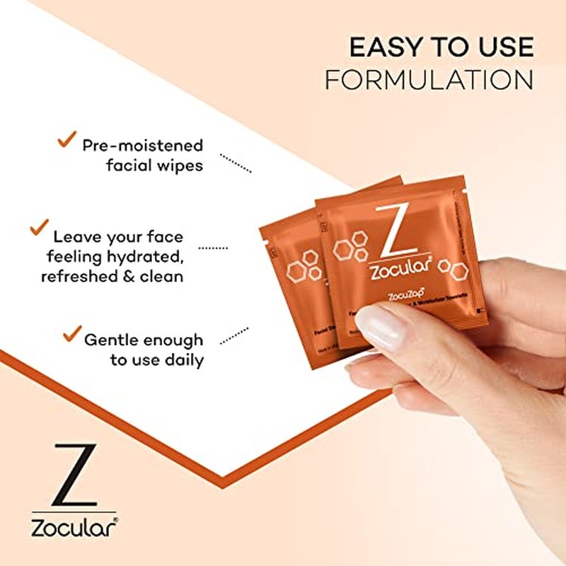 Zocular - ZocuZap Acne Face Wipes - Moisturizing Face Cleansing Wipes for Acne, Makeup Removal, and Exfoliation with Natural Okra Complex for Sensitive, Rosacea Skin - 30/ct