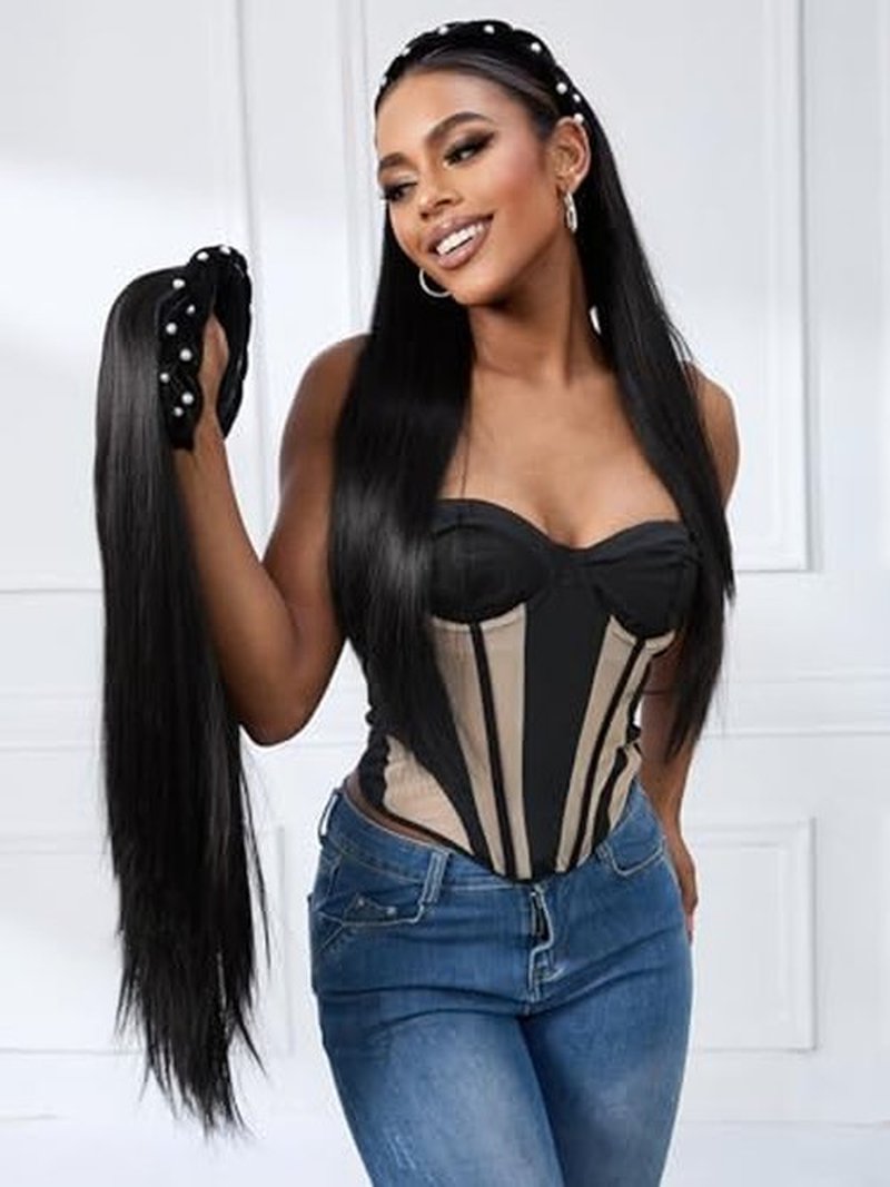 DSFUA Natural 24inch Removable Headband Wig For Black Women