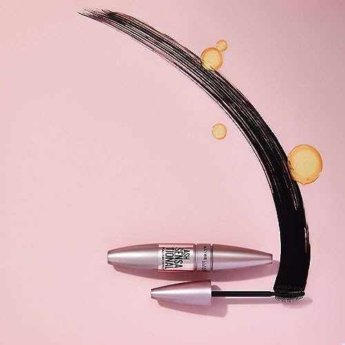 Maybelline Lash Sensational Washable Mascara + Boosting Eyelash Serum Bundle, Includes 1 Mascara in Blackest Black and 1 Lash Serum