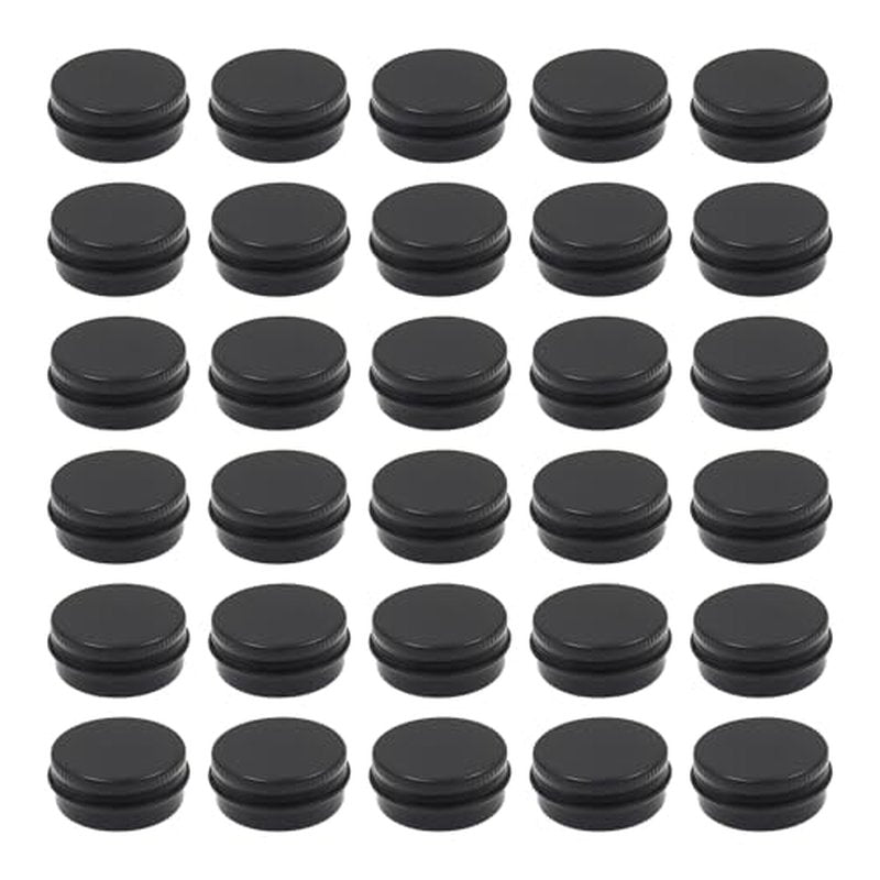 Aluminum Tin Jars Containers,ULIFESTAR Leak Proof Cosmetic Tin Jars Containers,Round Tin Cans with Lids,10PCS Black Cosmetic Sample Refillable Containers for Spice (0.35 ounces 35*18mm/1.37*0.7")