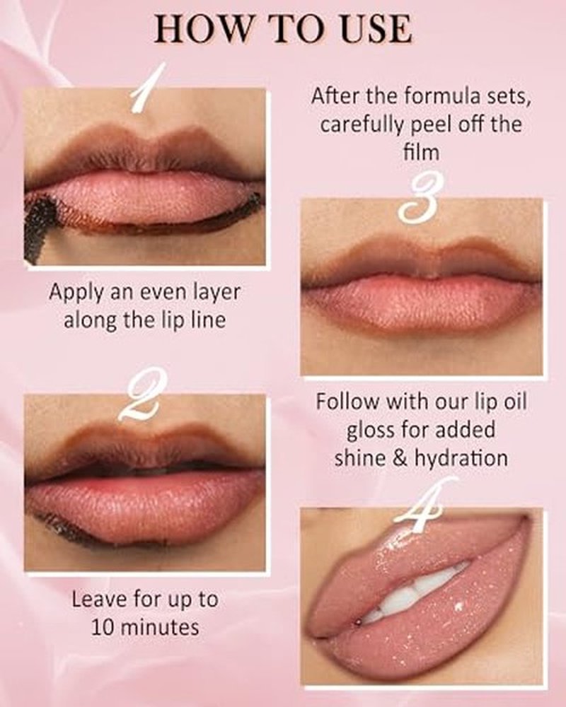 Peel Off Lip Liner Stain, Long Lasting Stay Waterproof Lip Tint Stain Peel Off, Brown Lip Liner Tattoo and Clear Glitter Lip Gloss Combo, Non-Stick Cup Nourishing Shimmer Lip Oil Lipstick Makeup-Set 3