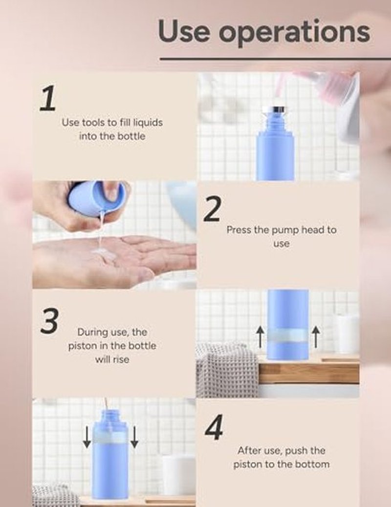 Lulupack 1 oz Airless Pump Bottles, Travel Lotion Container, Skincare Containers for Moisturizer (Plastic, Matte Blue, 3Pcs)