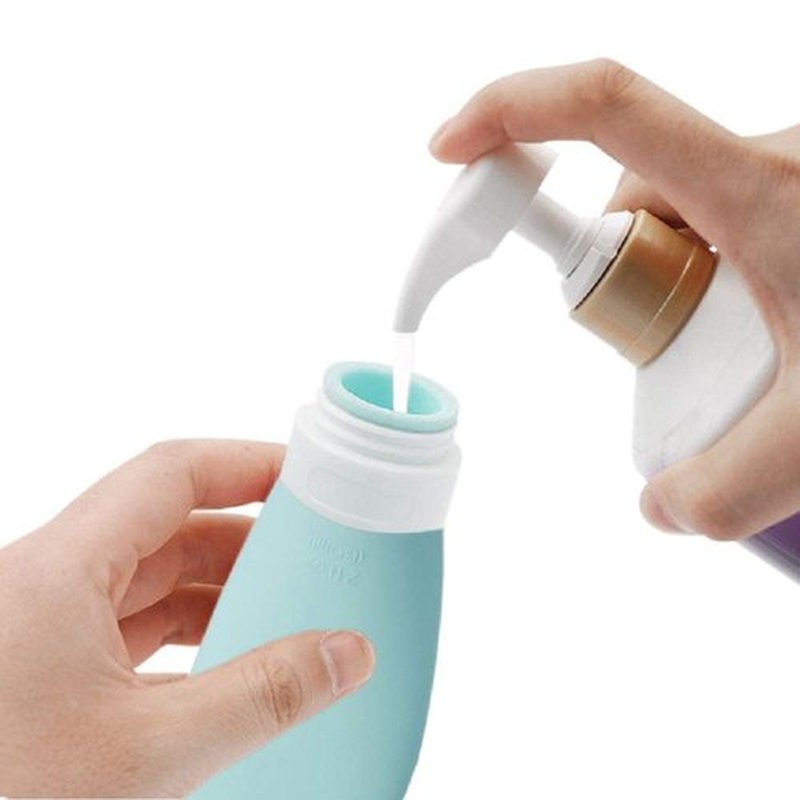 LYOB Travel Bottles for Toiletries, TSA Approved 3oz Leak Proof Silicone Refillable Squeeze Travel Size Containers BPA Free for Cleansers, Lotions, Shampoo 4pk-With Bag (P,G,Blk,BL)